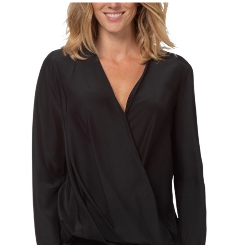 Rag & Bone Surplice Black Silk Blouse NWOT
